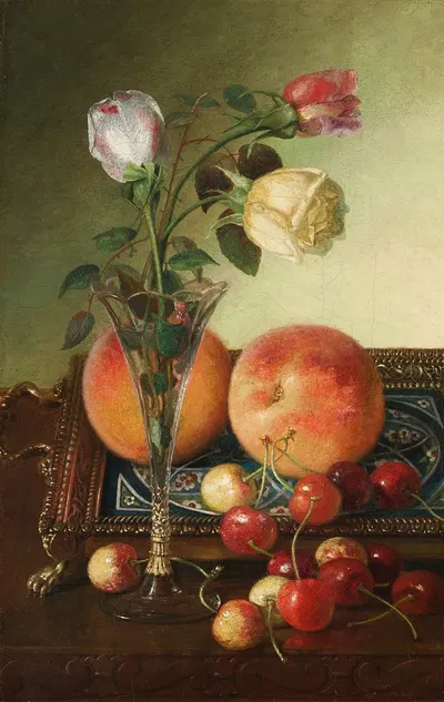 Roses, Peaches & Cherries by Robert Spear Dunning, 1891 — digital art print download
