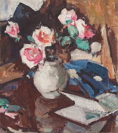 Pink Roses in a Vase by Самуэль Джон Пепло — digital art print download