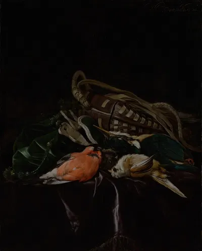 Still Life with Dead Birds and Game Bag by Willem van Aelst, 1674 — digital art print download