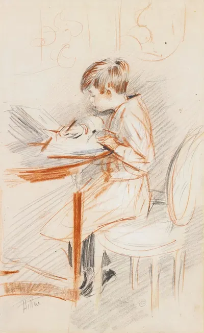 Jean écrivant de profil by Поль Сезар Элью, 1900-1902 — digital art print download