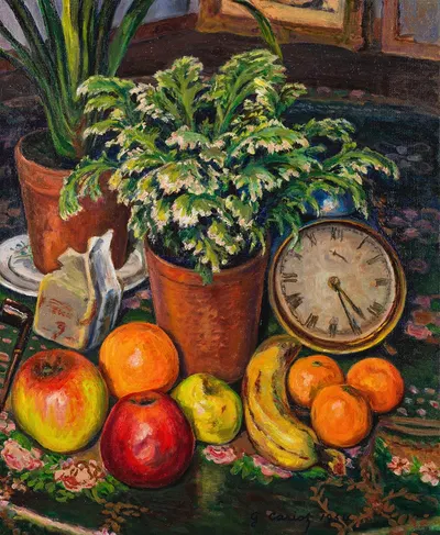 Nature Morte au réveil et aux fruits by Гюстав Карьо — digital art print download