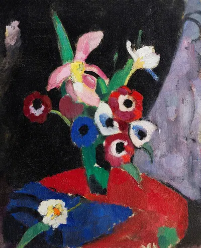 Blumenstilleben auf Schwarzem Grund II by Hermann Stenner, 1913 — digital art print download