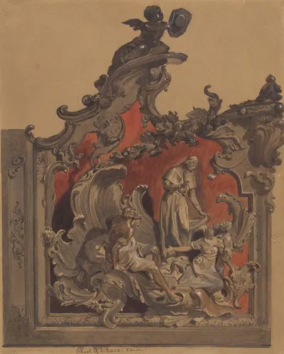 School of St. Rocco, Venice, Study of Curved Decoration by Томас Хартли Кромек — digital art print download