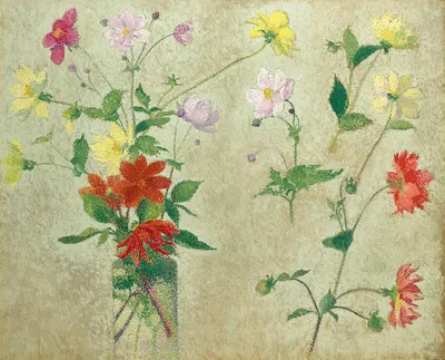 Bouquet et étude de fleurs by Ахилле Ложе — digital art print download