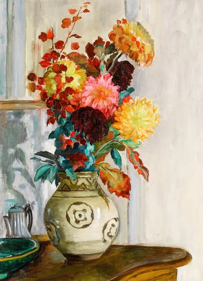 Vase de Chrysantèmes by Анри Лебаск — digital art print download