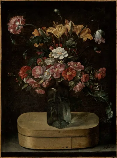 Blumenstrauss auf einer Spanschachtel by Jacques Linard — digital art print download
