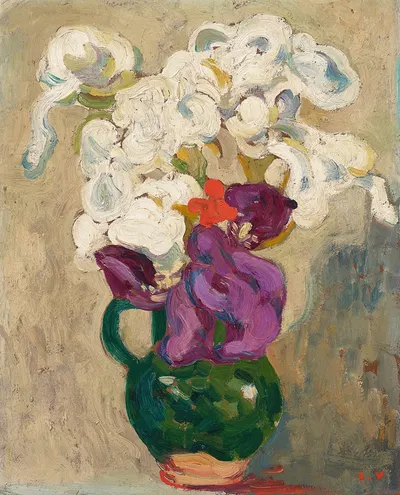 Bouquet d'iris au pichet vert by Луи Вальтат — digital art print download
