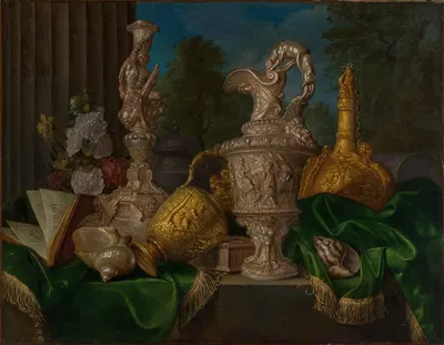Stillleben mit Gold- und Silbergefäßen by Meiffren Conte — digital art print download