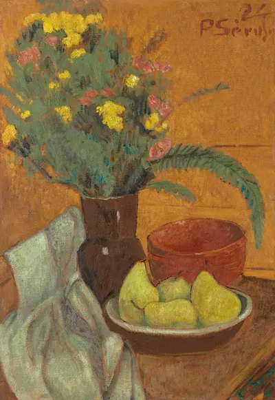 Nature morte aux poires et bouquet de fougères by Поль Серюзье, 1924 — digital art print download