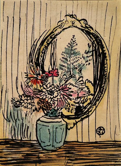 Flowers with a mirror by Рэймонд Макинтайр — digital art print download