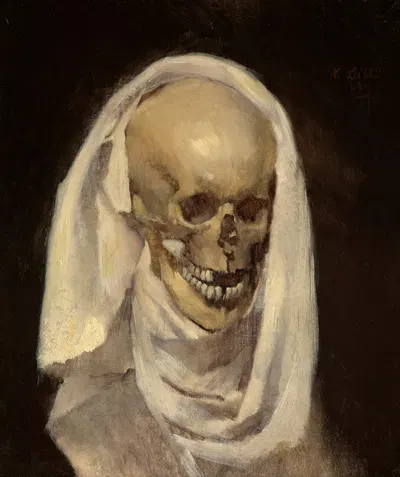 Totenschädel mit Leichentuch by Wilhelm Leibl, 1868 — digital art print download
