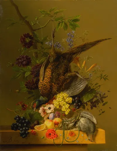 Still Life with a Pheasant and Fruit by Arnoldus Bloemers — digital art print download