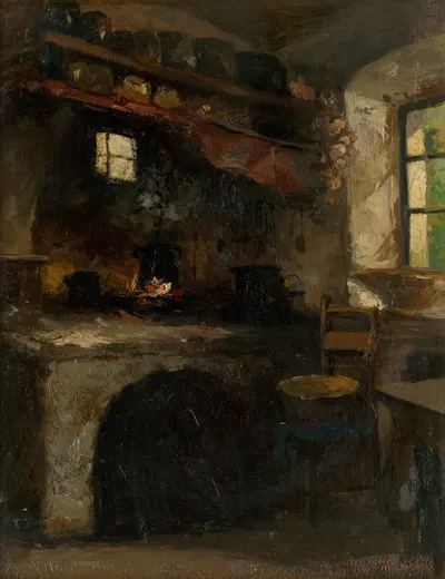 Inside a Village Room by Felicián Moczik, 1902 — digital art print download