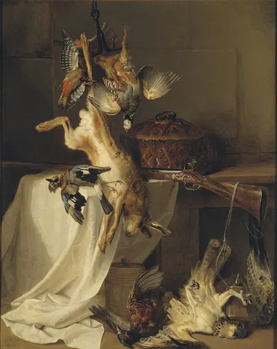 Still Life with a Rifle, Hare and Bird by Jean-Baptiste Oudry, 1720 — digital art print download