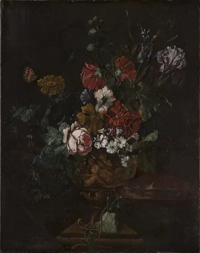 Flowers in a Sculptured Urn by Johann Daniel Preissler — digital art print download