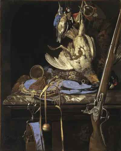 Still Life with Hunting Gear by Willem van Aelst, 1664 — digital art print download