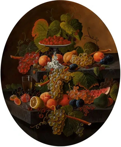 Fruit Still Life with Wine Glass and Compote by Severin Roesen — digital art print download