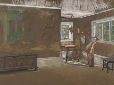 Interior with Harp by Аста Нёррегаард — digital art print download