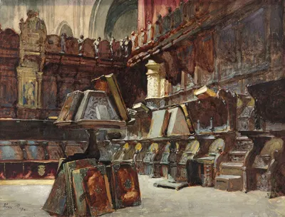 Choir Stalls in a Spanish Cathedral by Анри Реньо, c. 1868 — digital art print download