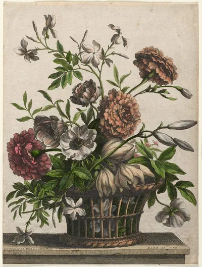 Marigolds, single Anemone, Jasmine… by Jean-Baptiste Monnoyer — digital art print download