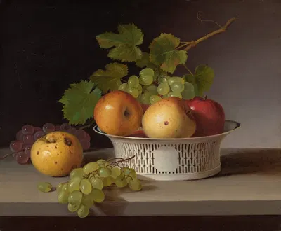 Fruit Still Life with Chinese Export Basket by James Peale, 1824 — digital art print download
