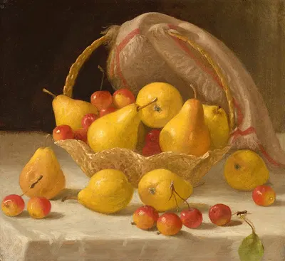 Basket of Pears and Crabapples by Джон Ф. Фрэнсис — digital art print download