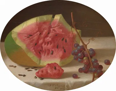 Watermelon and Grapes by Джон Ф. Фрэнсис, 1863 — digital art print download
