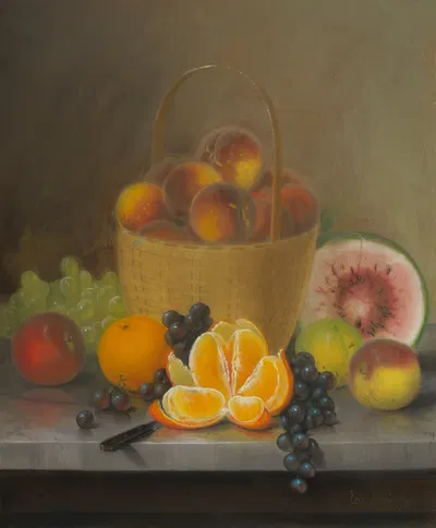 Still Life with Fruit by Джон Джозеф Эннекинг, 1864 — digital art print download