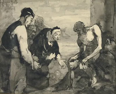Job Berated by His Wife and Three Friends by Théodule Ribot — digital art print download