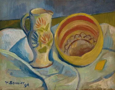 Nature morte au pichet blanc et saladier jaune by Поль Серюзье, 1891 — digital art print download