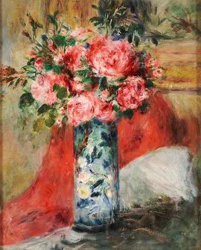 Roses and Peonies in a Vase by Пьер-Огюст Ренуар, 1876 — digital art print download