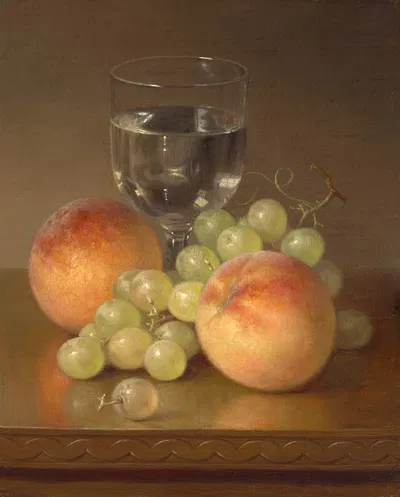 Still Life, Wineglass, Two Peaches by Robert Spear Dunning — digital art print download