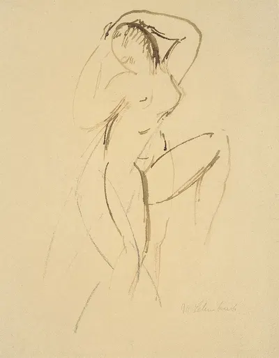 Mädchenakt mit aufgestemmtem linken Bein by Вильгельм Лембрук, 1914 — digital art print download