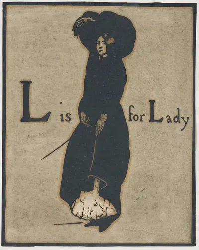 L is for Lady. From; an Alphabet by William Nicholson, 1897 — digital art print download