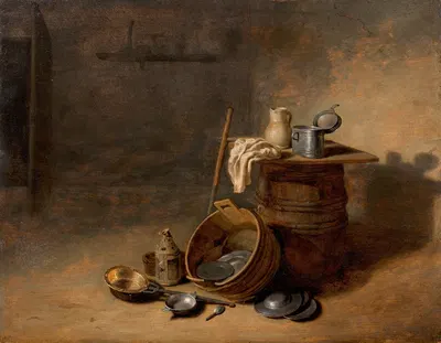 Composition aux cuivres et aux plats d'étain by Питер Ван Ден Бош — digital art print download