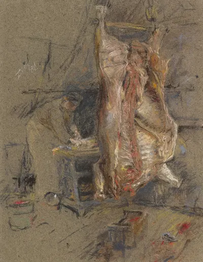 A Slaughtered Ox In A Butcher's Shop by Роберт Фредерик Блум, 1885 — digital art print download