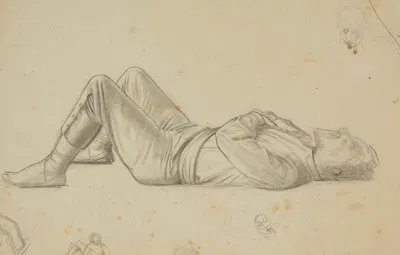 Untitled (study of reclining man) – preparatory drawing for ' The marriage at Cana' by Winifred Knights — digital art print…