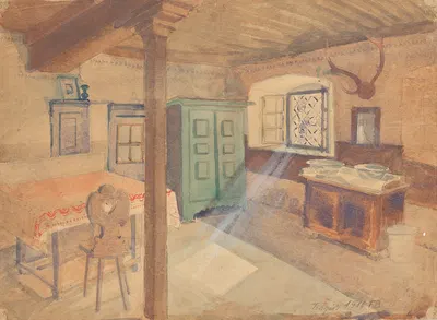 Bauernstube in Tragöß by Франц Барвиг Старший, 1910 — digital art print download
