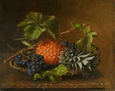 Stillleben mit Ananas und Trauben by Johan Laurentz Jensen — digital art print download