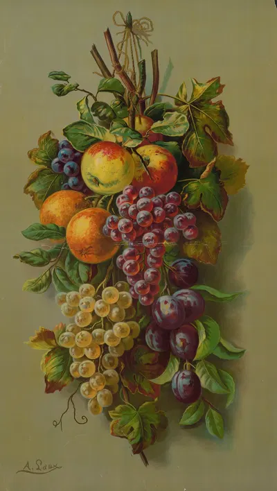 Apples, Plums & grapes by Мюллер, Люхсингер и Ко, 1902 — digital art print download