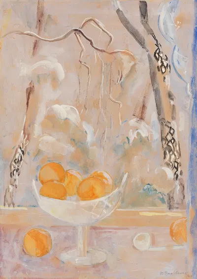 Obstschale mit Winterlandschaft by Оскар Молл, 1945 — digital art print download