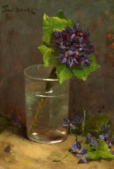 Veilchenstrauß in einem Glas by Поль Дезир Труйльбер — digital art print download