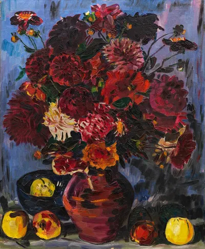Stillleben mit Dahlien by Петер Август Бёкстигель, 1930 — digital art print download