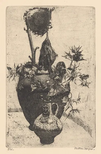 Still life with dry sunflower by Willem Jansen — digital art print download