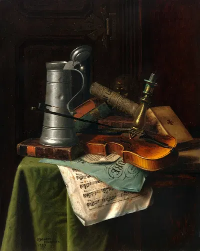 Still Life with Violin by William Michael Harnett, 1883 — digital art print download