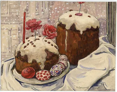 A Snowy Easter in Irkutsk. An Easter Meal. by Борис Васильевич Смирнов, 1904 — digital art print download