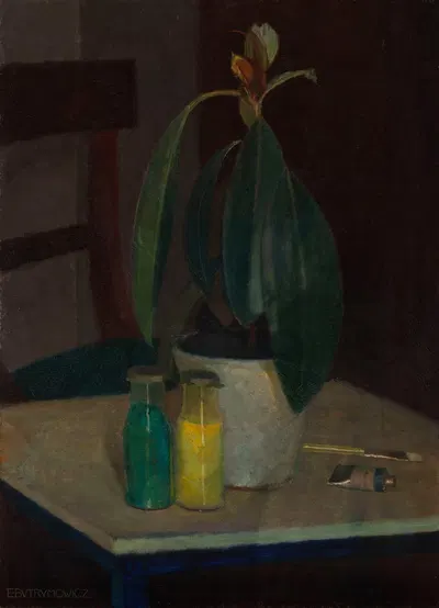 Still Life with a Flower Pot by Эдвард Бутрымович, 1931 — digital art print download