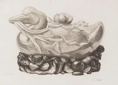 Canard au décor de nénuphar posé sur un socle by Анри-Шарль Герар, 1890 — digital art print download
