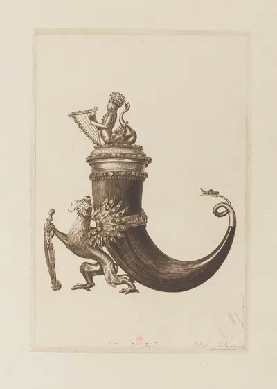 Surtout de table en corne monté en argent doré, orné de pierreries, XVIIe siècle by Анри-Шарль Герар, 1884 — digital art…