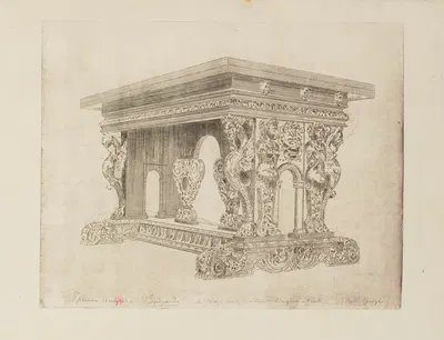 Table de noyer, France 16e siècle, collection Spitzer by Анри-Шарль Герар, 1882 — digital art print download